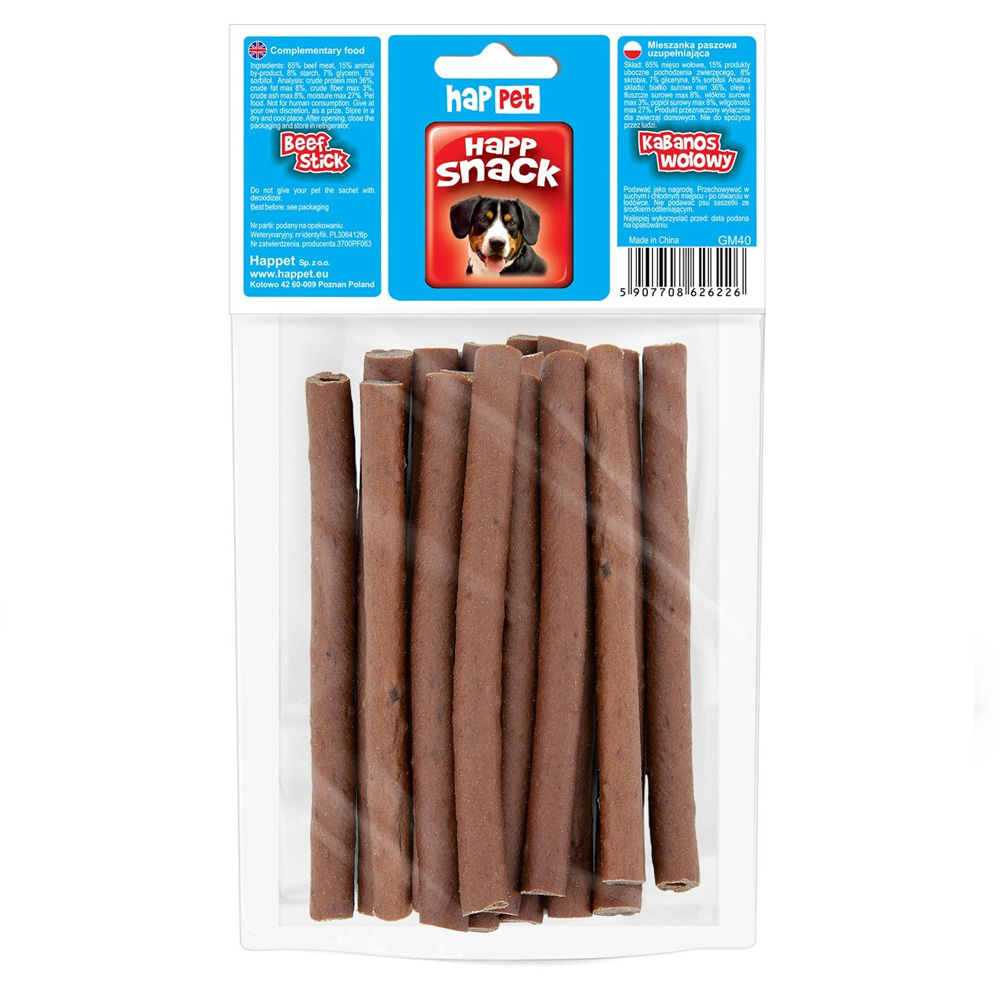 Happet Pałeczki Wołowe 100g Przysmak dla Psa